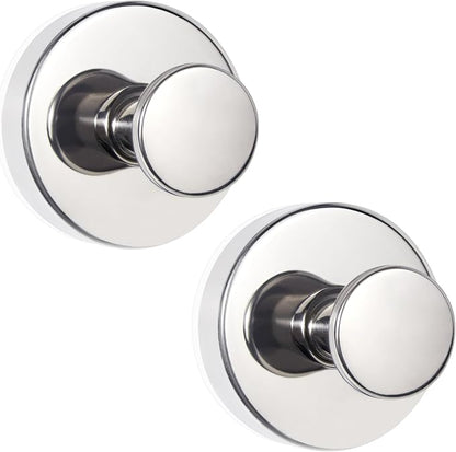 ZESLMG Suction Cup Hooks for Shower, Chrome Wreath Hangers for Front Door Glass Window Bathroom Kitchen Wall, Removable Towel Holder Bath Robe Loofah Coat Hooks No Damage for Hanging, 2 Pack