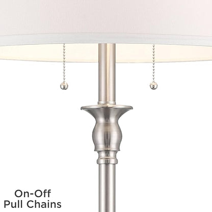 360 Lighting Spenser Transitional Traditional 58" Tall Standing Floor Lamp Skinny Pole Pull Chain Silver Metal Brushed Nickel Finish Living Room Bedroom House Reading Office Home Decor Entryway