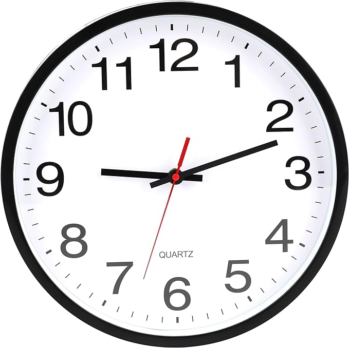 OceeK Black Wall Clock Silent Non Ticking 10 Inch, Modern Wall Clocks,Small Analog Clocks Quality Quartz Battery Operated