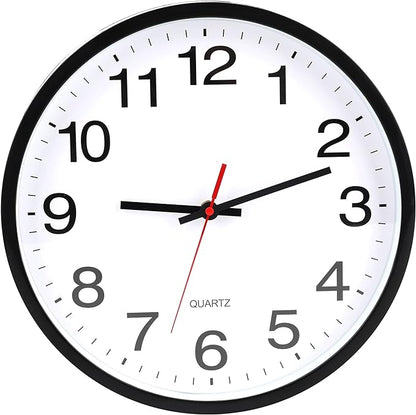OceeK Black Wall Clock Silent Non Ticking 10 Inch, Modern Wall Clocks,Small Analog Clocks Quality Quartz Battery Operated