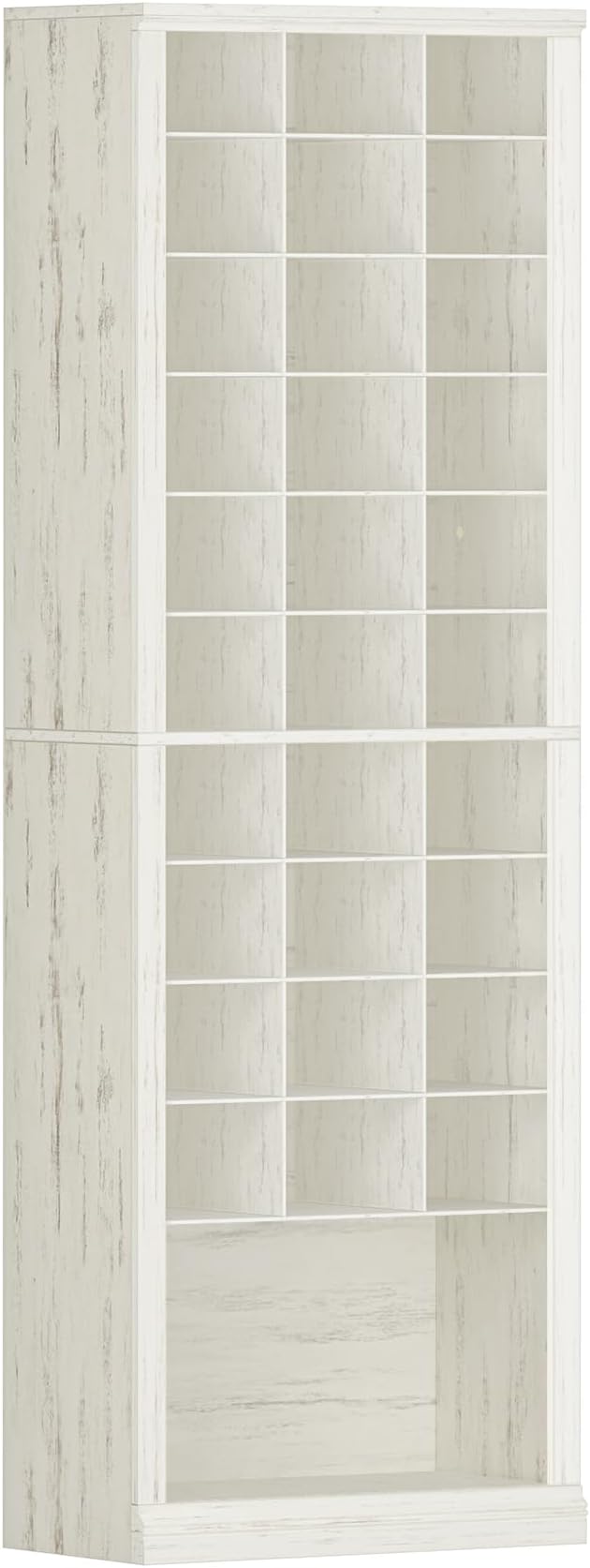 Hzuaneri 11 Tiers Shoe Storage Cabinet, Tall Shoes Cabinet with Cubby, Freestanding Wooden Shoe Organizer, 30-33 Pairs, Shoes Cubby Organizer for Entryway, Bedroom, Rustic White SR02014X