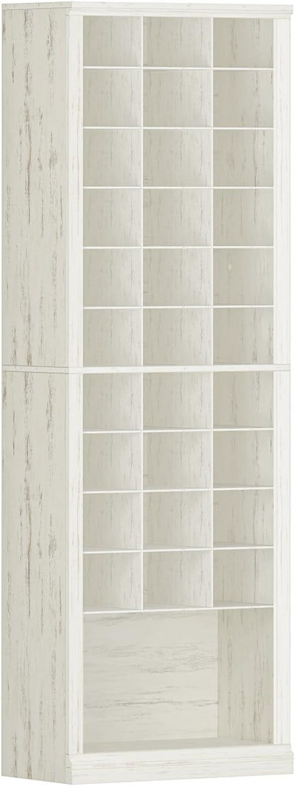 Hzuaneri 11 Tiers Shoe Storage Cabinet, Tall Shoes Cabinet with Cubby, Freestanding Wooden Shoe Organizer, 30-33 Pairs, Shoes Cubby Organizer for Entryway, Bedroom, Rustic White SR02014X