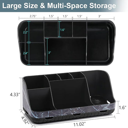 GFWARE Marble Black Toothbrush Holders for Bathrooms - Detachable 7 Slots Bathroom Organizer Countertop Matte Black Electric Toothbrush and Toothpaste Holder for Bathroom Counter Vanity Sink Storage