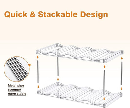 Large Compartment Water Bottle Organizer, Stackable Water Bottle Holder for Stanley 40 oz Tumbler, Clear Tumbler Organizer for Cabinet, Kitchen Pantry or Countertop, 3 Pack (2 Pack)