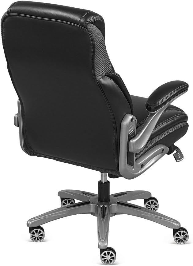NBF Ergonomic Executive Office Chair with Flip up Arms and Lumbar Support - Ideal for Home, Study - Modern Chairs with Iridescent Silver Finish, 30.5" D x 26.5" W, Black, Gray