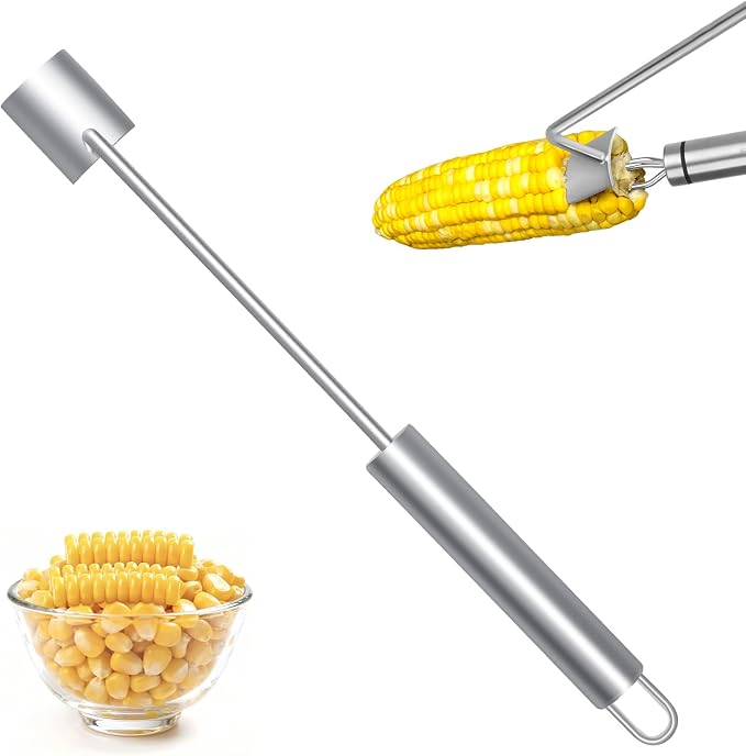 Professional Corn Peeler for Corn on the Cob, 1-Pack Stainless Steel Corn Stripper Tool with Long Handle & Safety Guard, Efficient Corn Kernel Remover for Kitchen, Wedding Favors, Party Supplies (1)