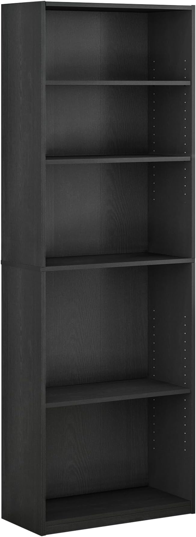 Furinno Jaya Book Shelf, 5-Tier Bookshelf, Bookcase with Adjustable Shelves, 9.5" x 24.5" x 71.2", for Organization and Storage, for Living Room, Bedroom, Home Office, Blackwood