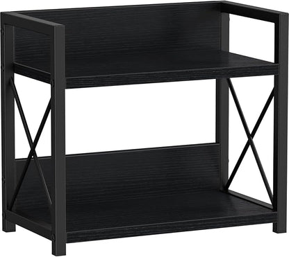 Giikin Kitchen Counter Shelf, 2 Tier Kitchen Spice Rack Organizer for Countertop, Wood Coffee Bar Organizer for Home (Black, S)