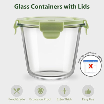 Freshmage 23oz Glass Meal Prep Containers with Lids, Airtight 3-Cup Glass Storage Containers Set, Heat-Resistant BPA-Free for Soup, Leftover, Microwave, Dishwasher, and Freezer Safe (6 Packs)