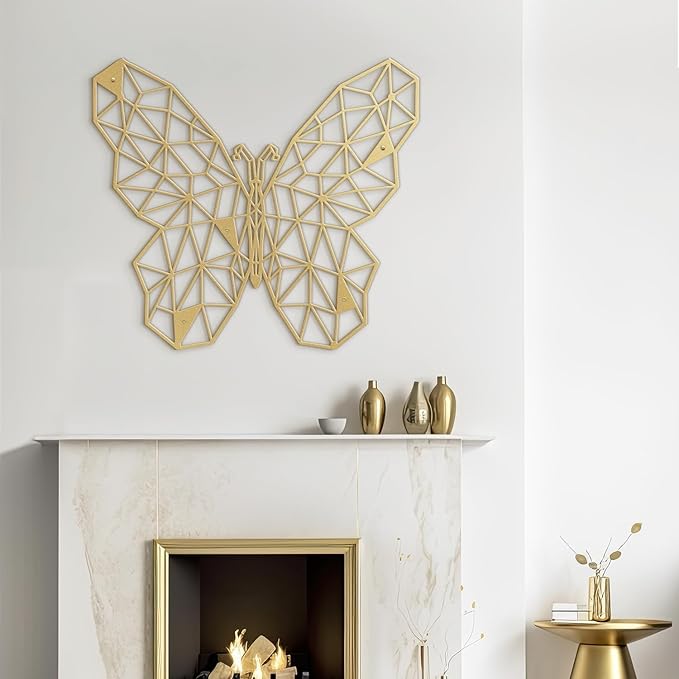 SIGNLEADER Metal Wall Art Decor The Butterfly Effect Modern Abstract Wall Sculpture Hangings Home Decoration for Living Room, Bedroom, Bathroom, Kitchen, Outdoor - 18" Gold