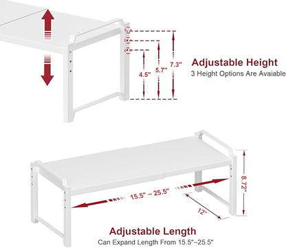 X-cosrack 12" Wide 100LBS Loading-Bearing Heavy Duty Kitchen Storage Shelf, Expandable Cabinet Shelf Organizer, Stackable Adjustable Storage Shelves for Kitchen Cabinet Cupboard Pantry Counter