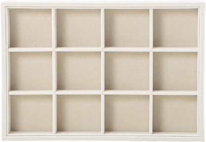 Beige 12Grid Bedside Organizer - Multi-use Holder for Jewelry, Sunglasses, Phone, Watch, Perfume, Lipstick - Nightstand & Desk-top Catchall Tray