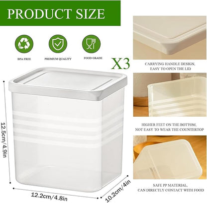 3 Pack Refrigerator Organizer Box with Lid, Plastic Refrigerator Side Door Storage Containers, Space-Saving Organizer Bins for Refrige, Refrige Drawers for Fruit and Vegetable (Clear, S×3)