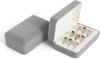 Small Ring Organizer Box. Ring Box for Multiple Rings, Travel Ring Jewelry Storage Case. Portable Ring Display Holder for Women (small grey)
