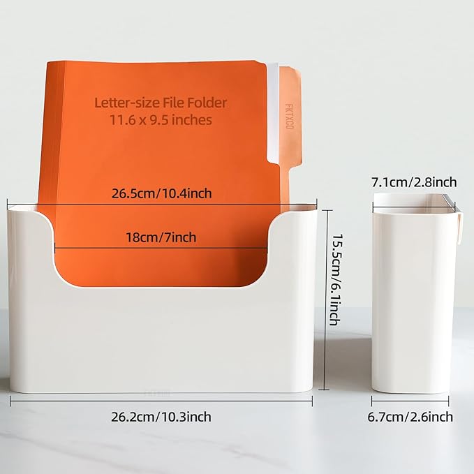 Wall Mount Folder Holder File Organizer No Drilling File Holder Hanging File Mail Organizer Door Office Mail Supplies Storage Magazine Envelope Planner Wall Single Pocket (Off White,3 Pack)