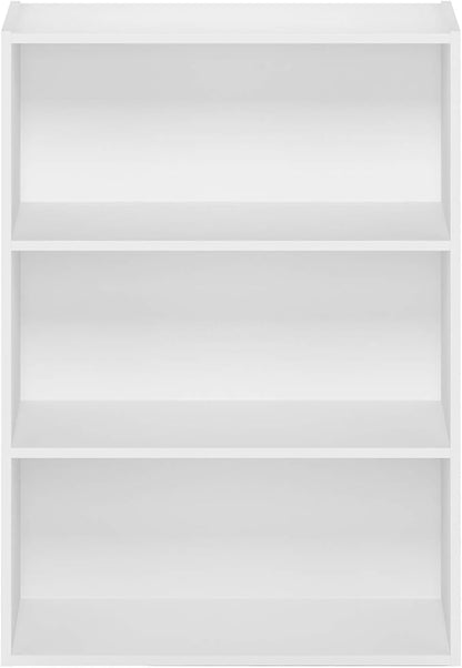 Furinno PASIR Book Shelf, 3-Tier Bookshelf, Storage Shelves Bookcase, 9.7 x 23.7 x 31.5, for Living Room, Bedroom, Home Office, Plain White