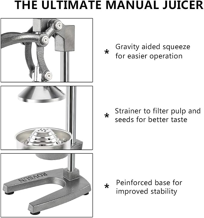 ROVSUN Commercial Grade Citrus Juicer Hand Press Manual Fruit Juicer Juice Squeezer Citrus Orange Lemon Pomegranate (Grey)