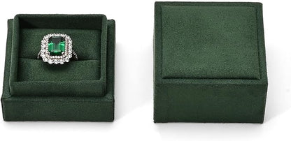 Oirlv Ring Gift Box with Lid Green Magnetic Boxes for Wedding Proposal Gift Birthday Present with Card(Green)
