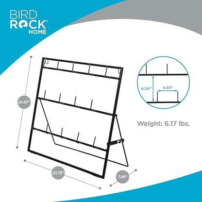 BIRDROCK HOME 14-Hook Mug Rack - Free Standing or Wall Mountable - Coffee Tea Cup Glass Storage Holder - Coffee Bar Display Décor - Decorative Kitchen Organizer - Flat Black Metal Steel