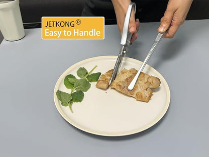 JETKONG 3 Pcs Serving Tweezer Tongs 9-Inch Cooking Tweezers Kitchen Tweezers (9 9 9 Inch, Silver)