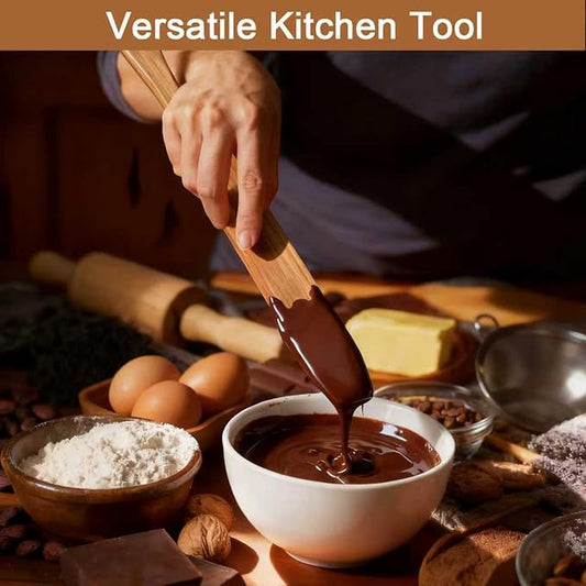 2Pcs Wooden Spurtle for Sourdough Starter, Mixing, Reaching Bottom of Jar, Dough Whisk, Long Handle Spatula, Kitchen Tools for NonStick Cookware, Baking & Cooking Utensils