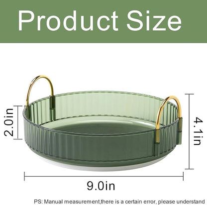 INVSSENE 360° Rotating Makeup Organizer, Bathroom Make Up Spinning Holder Rack, Large Capacity Cosmetics Storage Vanity Shelf Countertop, Fits Cosmetics, Perfume, Skincare, Lipsticks(1 Tier, Green)