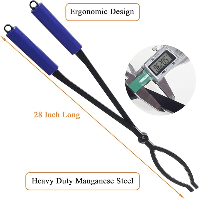CKLT 28" Firewood Tongs Log Grabber for Thick Logs Outdoor Indoor Camfire Firepit Bonfire Fireplace Tongs Heavy Duty Wrought Rustproof Safely Moves Firewood