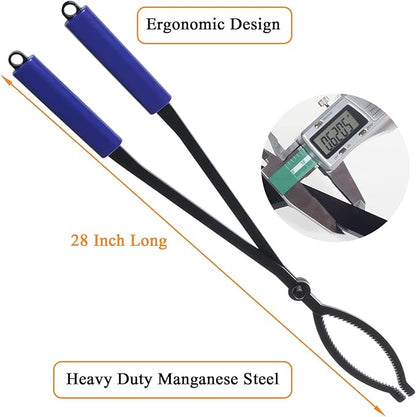 CKLT 28" Firewood Tongs Log Grabber for Thick Logs Outdoor Indoor Camfire Firepit Bonfire Fireplace Tongs Heavy Duty Wrought Rustproof Safely Moves Firewood