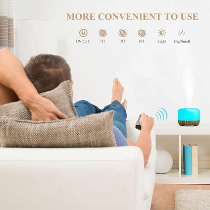 Aromatherapy Essential Oil Diffuser for Room: Air Humidifier Aroma Scent Cool Mist Diffuser Colorful Lights Wood Cute Small Large Auto Off Ultrasonic Diffusers for Home Bedroom (300ml)
