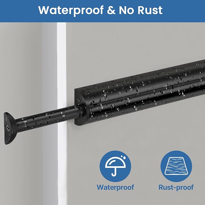 Valet Rod 14-Inch, Pull-Out Closet Clothes Closet Hanging RodMetal Telescoping Adjustable, Rust-Free Closet Hanging Clothes Hat Rack Rod (Mounting Screws Included)-Black