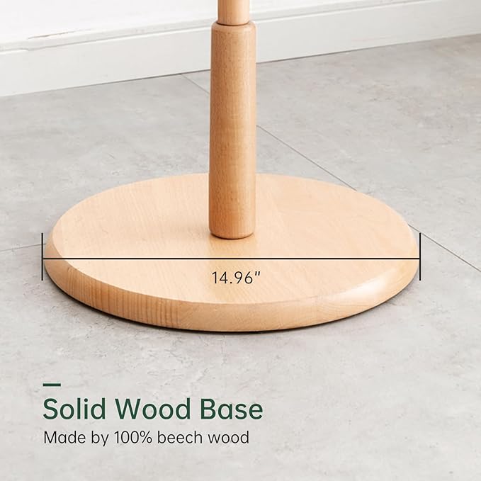 Solid Wood Coat Rack, Freestanding Coat Rack for Entryway, Hallway, Home Office, Living Room, Bedroom, 15" x 15" x 67.3", Beech Wood, Natural