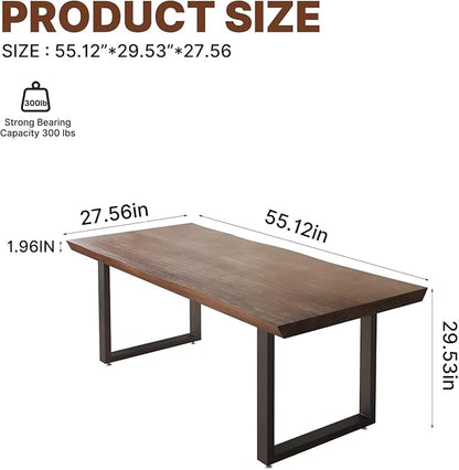 Solid Wood Computer Desk 55.1-inch Large Office Desk Home Simple Modern Long Desk Study Writing Desk Dining Table for Home Office