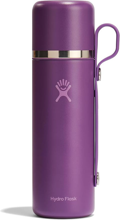 Hydro Flask Hot Flask & Cup – Insulated Stainless Steel, Hot Drink Travel Container for Coffee 28 Oz Beachplum Purple