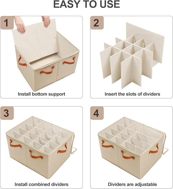 TOPIA HOME Shoe Organizer for Closet, Foldable Shoe Box with Adjustable Dividers and Clear Cover, Space Saving Shoe Storage Organizer Cabinet with Reinforced Handles, Fits 16 Pairs TP09J