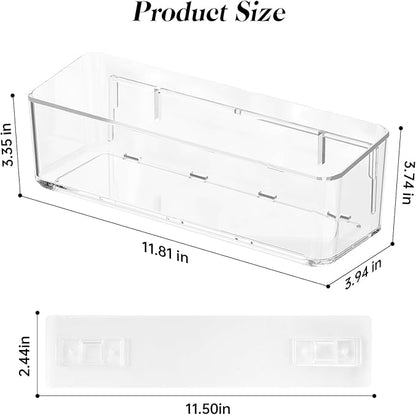 2 Pcs Clear Shower Shelf, Large Bathroom Wall Mounted Shower Caddy, No Drill Self Adhesive Bathroom Organizer with Self Adhesive Tape