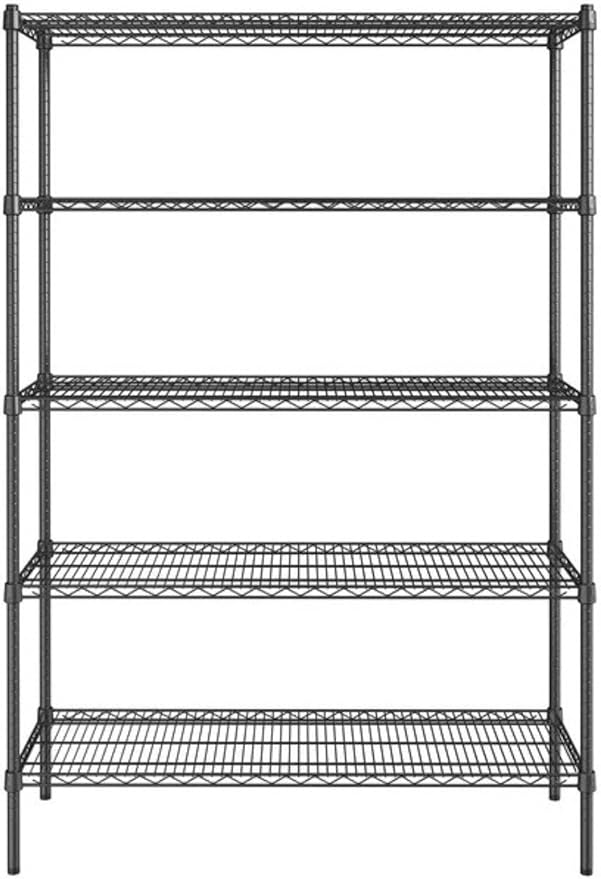 hiLISS Black 5-Tier Metal Adjustable Freestanding Garage Storage Wire Shelving Unit (36 in. W x 72 in. H x 14in. D)