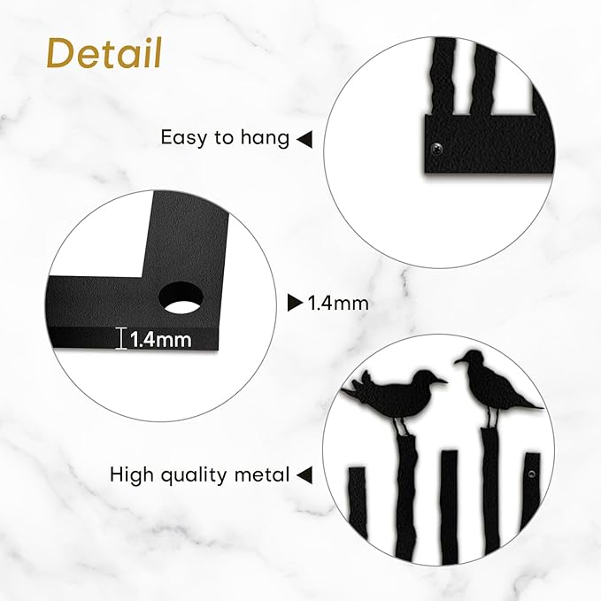 SIGNLEADER Metal Wall Art Decor Birds on a Fence Minimalist Modern Abstract Wall Sculpture Hangings Home Decoration for Living Room, Bedroom, Bathroom, Kitchen, Outdoor - 18" Black