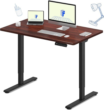 FLEXISPOT E3 Dual Motor Electric Standing Desk 48 x 30 Sit Stand Up Desk, Holds 220 lbs, Adjustable Height w/Memory Presets, One-Piece Mahogany Desktop & Black Frame, Ships in 2 Boxes