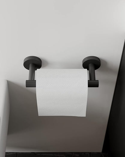 Ruacq Toilet Paper Holder Matte Black Double Post Pivoting Round Tissue Holders Roll Holder Hangers Toilet Paper Holders SUS 304 Stainless Steel Modern Wall Mounted