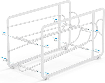 Canyave Soda Can Organizer Storage Rack, 2 Pack Stackable Beverage Soda Can Dispenser Organizer Holder for Refrigerator, Cabinet, Pantry (White)