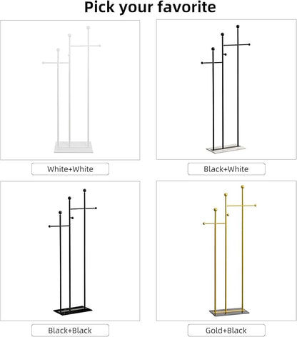 Metal Freestanding Coat Rack with Marble Base Heavy Duty Clothes Rack Coat Tree Stand Hat Rack for Corner Bedroom Entryway Living Room Hotel 19.69 x 11.02 x 68.9 Inches (Black)