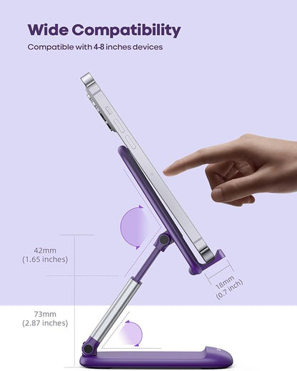Lamicall Purple Phone Holder for Desk - Dark Purple Cellphone Stand Desk Accessories Desktop Office Must Have, Gifts for iPhone 17 16 15 14 13 Pro Max Mini, 12 11 X Plus SE, 4-8'' Telephone Stand