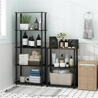 Furinno TURN-S-TUBE Storage Shelves, 3-Tier Book Shelf, Corner Shelf, Toolless Open Shelves, for Organization and Storage, Living Room, Garage, Home Office, Dark Cherry