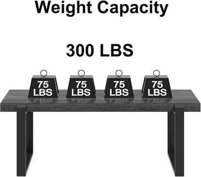 FOLUBAN Industrial Coffee Table, Rustic Wood and Metal Center Table, Modern Rectangle Cocktail Tea Table for Living Room, Dark Gray, 47 Inch