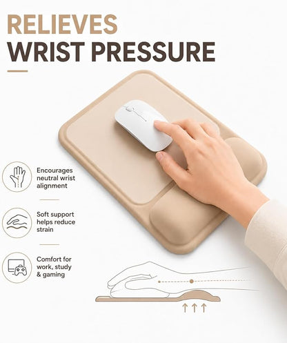 eulps Ergonomic Mouse Pad with Wrist Rest, Gel Mousepad with Soft Wrist Support, Non-Slip PU Base, Smooth Surface Mouse Pad for Wrist Pain Relief, Computer Laptop Office Home & Gaming (Nude Apricot)