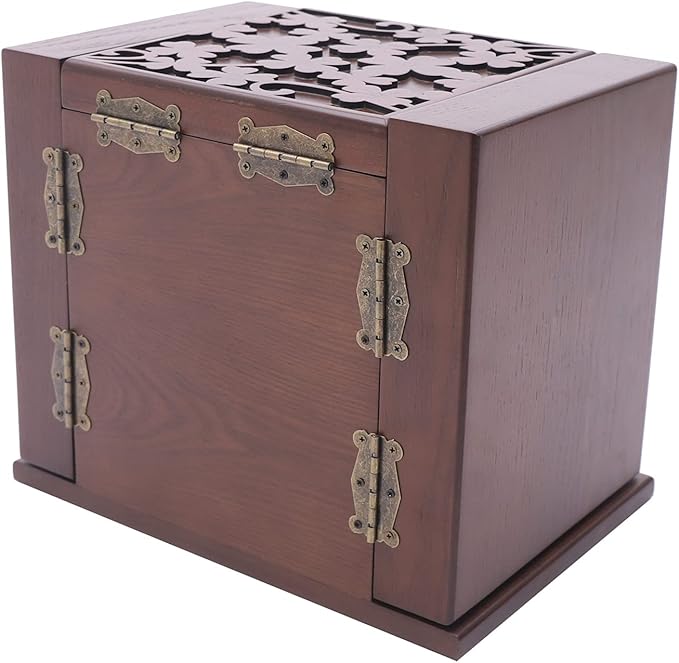 Wooden Jewelry Box for Women, 5-Layer Wooden Jewelry Organizer Boxes with 4 Drawers, Vintage Solild Wood Storage CaseJewelries, Watches, Necklace, Ring (Dark Brown)