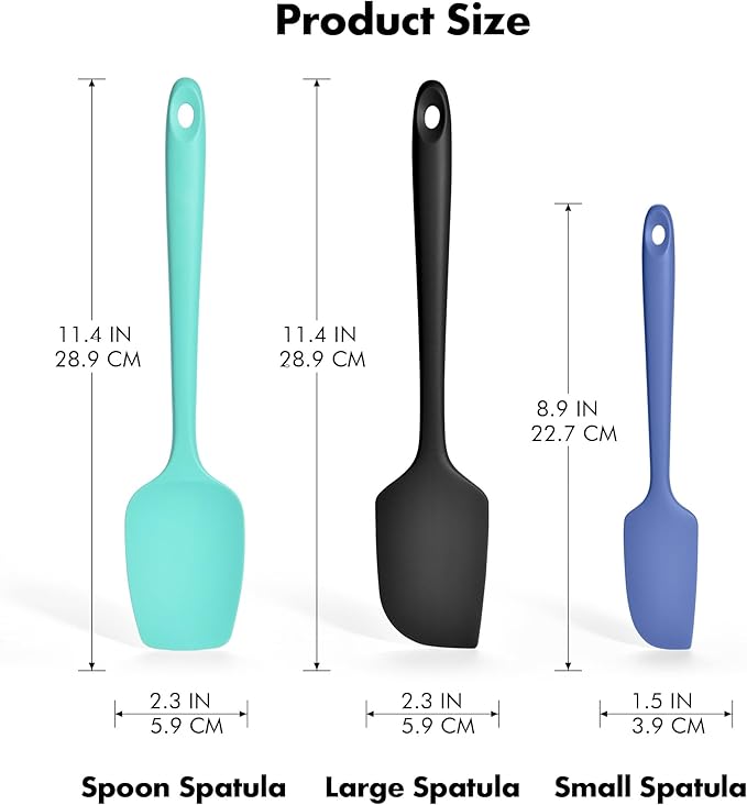 3 Pieces Silicone Spatula Set: Ironberry 600ºF Heat Resistant Food Grade Cooking & Baking Utensils, Kitchen Flexible Nonstick Rubber Scraper for Scraping, Mixing, Scrambling, Flipping (Multicolor 3)