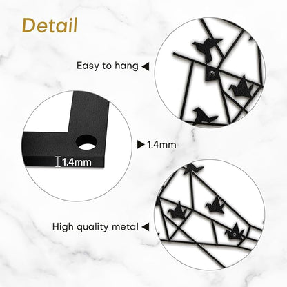 SIGNLEADER Metal Wall Art Decor Birds Perching Modern Abstract Wall Sculpture Hangings Home Decoration for Living Room, Bedroom, Bathroom, Kitchen, Outdoor - 36" Black