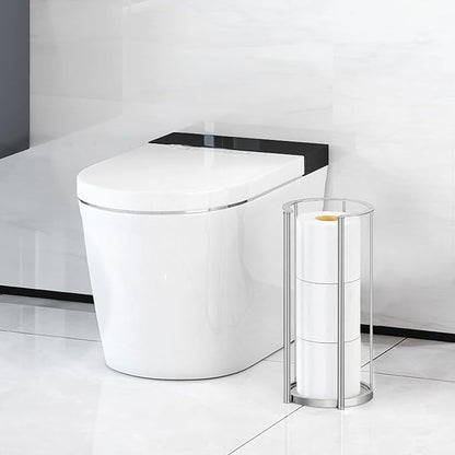 Brushed Nickel Toilet Paper Stand Free Standing Heavy Base 3 Rolls Toilet Paper Roll Holder for Bathroom Storage