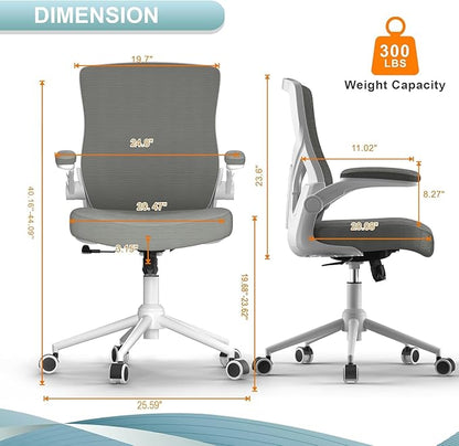 Office Chair, High Back Desk Chair Adjustable Height and Ergonomic Design Home Office Computer Chair, Executive Lumbar Support Padded Flip-up Armrest Office Chair